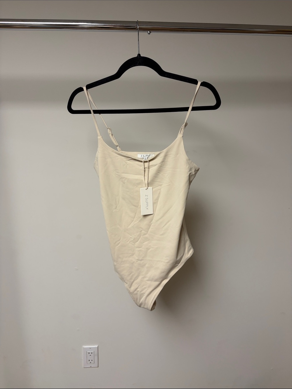 Z supply luxe smooth jersey bodysuit sand shell